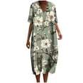 thumbnail image 1 of Youyipin womens dresses Floral Block Print Sleepwear Dress Sleepwear Maxi Beige Cotton Ethnic Beach cover up nightwear Caftan Dress Plus Size summer dresses for women 2025, 1 of 4