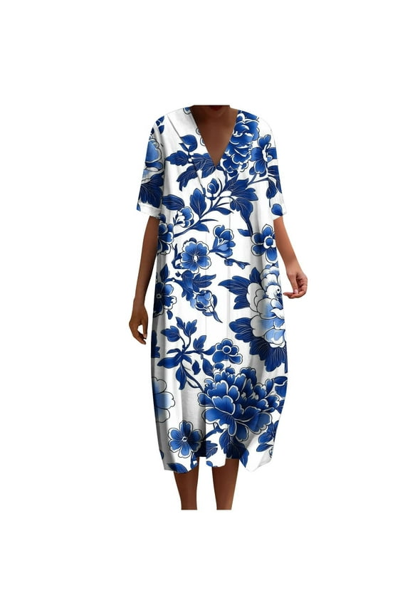 womens dresses Floral Block Print Sleepwear Dress Sleepwear Maxi Beige Cotton Ethnic Beach cover up nightwear Caftan Dress Plus Size summer dresses for women 2025