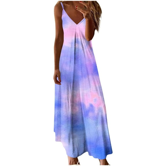 Youyipin womens dresses Maxi Dresses V-Neck Adjustable Spaghetti Strap Sleeveless Soft Lounge Dress summer dresses for women 2025