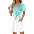 thumbnail image 1 of Youyipin womens dresses Short Sleeve Dress for Women Casual V Neck Summer Mini Dresses Beach Vacation Loose Flowy Sundress with Pockets summer dresses for women 2025, 1 of 7
