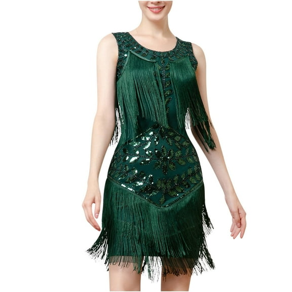 Youyipin womens dresses Women's 1920s Flapper Sequins Fringed Sleeveless Gatsby Paisley Cocktail Dress formal dresses for women