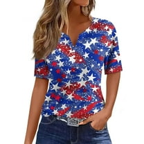 Youyipin womens tops 4th of July Outfits for Women 3/4 Sleeve Blouses Dressy Casual V Neck Pleated Curved Hem Tunic summer tops for women