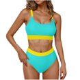 thumbnail image 1 of Youyipin womens swimsuits 2 piece High Waisted Tummy Control Ribbed Bikini Crop Top Brazilian Swimsuit Set swim suits for women 2025, 1 of 7