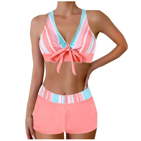 Youyipin womens swimsuits 2 piece Womens 2025 Swimwear color block Bathing Suits Swim with Boyshorts