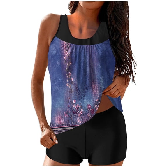 Youyipin womens swimsuits Conservative Print beach vacation essentials Strappy Back two piece sets for women