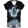 thumbnail image 1 of Youyipin womens tank tops Short Sleeved T-shirt Printed Halloween V-neck Shoulder Top Summer tops for women, 1 of 5