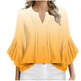 thumbnail image 1 of Youyipin womens tops 3/4 Length Sleeve Double Layered Dressy Casual Business Work Blouses V Neck Office Tunic Summer tops for women, 1 of 4