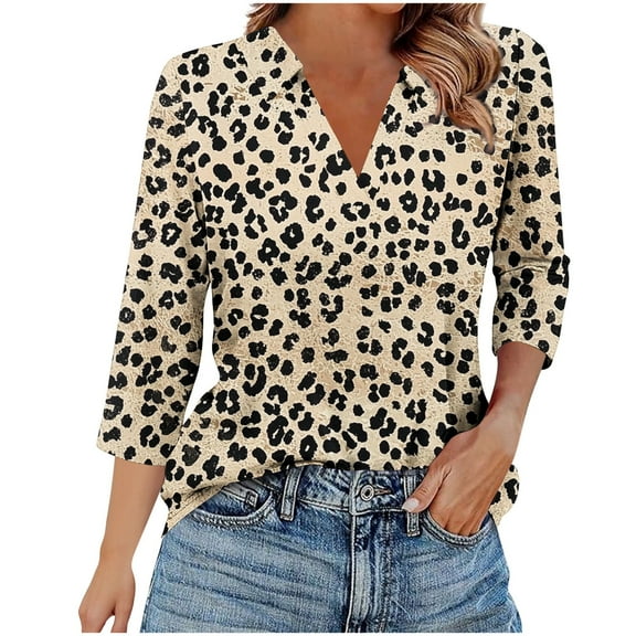 Youyipin womens tops Casual flower Printed 3/4 length sleeve womens tops Smocked Cuffs graphic tees for women