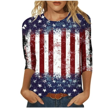 Youyipin womens tops Fashion Casual Bow tie Print Round Neck 3/4 Sleeve T-shirt Blouse Summer tops for women