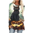 thumbnail image 1 of Youyipin womens tops Halloween Printed Shoulder Length Long Sleeved Round Neck Pullover Top Shirt beach vacation clothes for women, 1 of 5