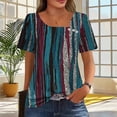 thumbnail image 1 of Youyipin womens tops Petal Sleeve Summer Trendy T Shirt Casual Loose Square Neck Button Blouse Tees short sleeve shirts for women, 1 of 7