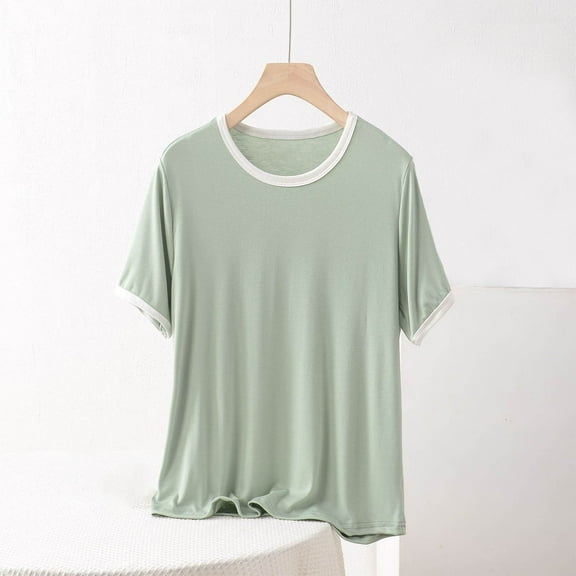 Youyipin womens tops Ringer Tee Women Crew Neck Color Block Basic Summer Casual Short Sleeve T Shirt summer tops for women