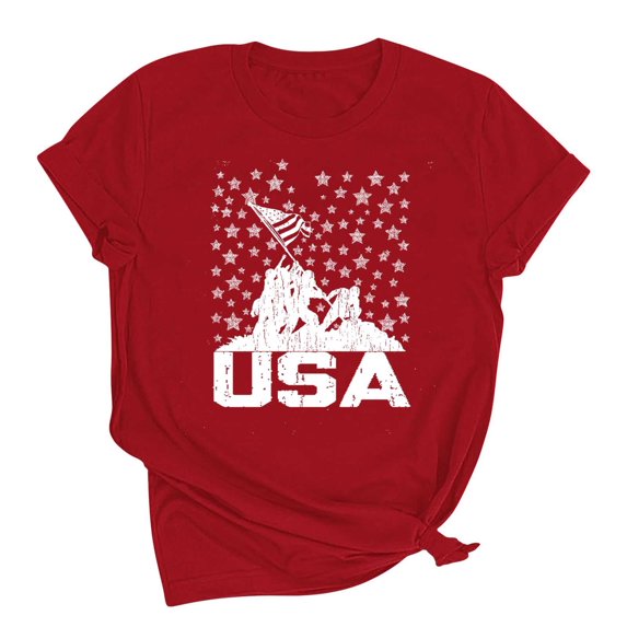 Youyipin womens tops USA spring fashion Shirt for Women 4th of July Shirts American Flag T-Shirt Patriotic graphic tees for women