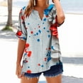 thumbnail image 1 of Youyipin womens tops V-neck Short Sleeved flower Printe Button Short Sleeved Loose Fashion T-shirt summer tops for women, 1 of 4