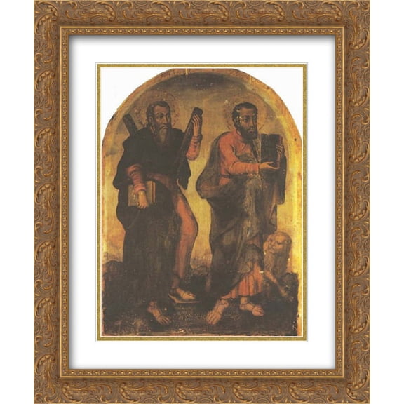 Yov Kondzelevych 2x Matted 20x24 Gold Ornate Framed Art Print 'Icon of Apostles Andrew and Mark '