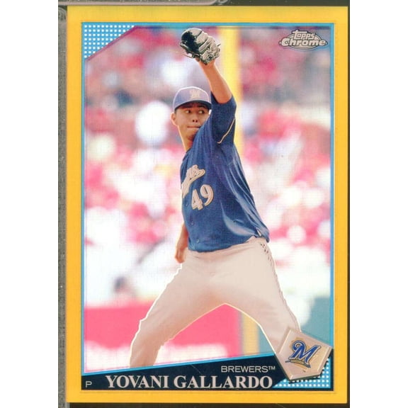 Yovani Gallardo Card 2009 Topps Chrome Gold Refractors /50 #142