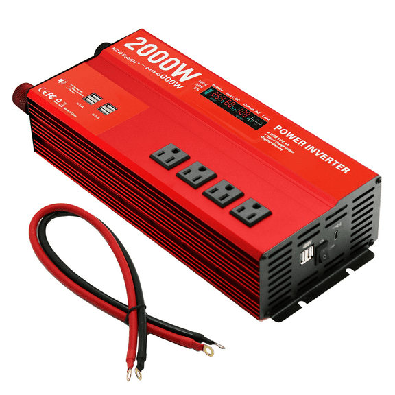 Yowal 2000W Power Inverter for Vehicles DC 12V to 110V AC Car Inverter Converter with 4.2A Dual USB Charging Ports, 2 AC Outlets Car Plug Adapter for Laptop Computer