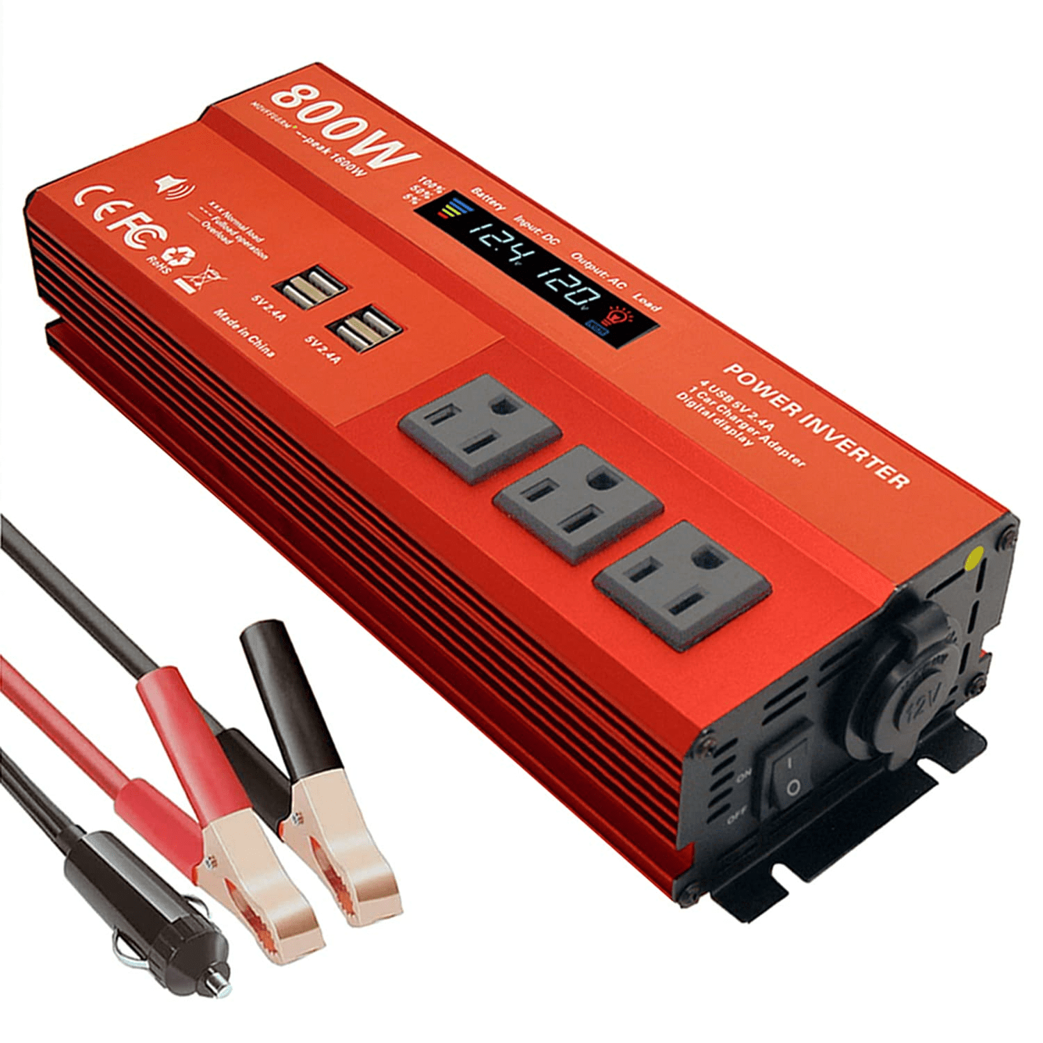 Yowal 800W Power Inverter for Vehicles DC 12V to 110V AC Car Inverter ...
