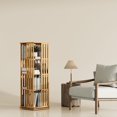 thumbnail image 1 of Yowos Bookcase, 4 Tier Rotating Bamboo Bookshelf 360° Spinning, Natural Color, 1 of 7