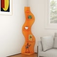 thumbnail image 1 of Yowos Corner Bookshelf, 5 Tier Modern Wall Shelf Bookcase Small Storage Rack Stylish Accent Wavy for Small Space, Plant Stand, Orange, 1 of 10