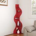 thumbnail image 1 of Yowos Corner Bookshelf, 5 Tier Modern Wall Shelf Bookcase Small Storage Rack Wavy Stylish Accent for Small Space, Plant Stand, Red, 1 of 10