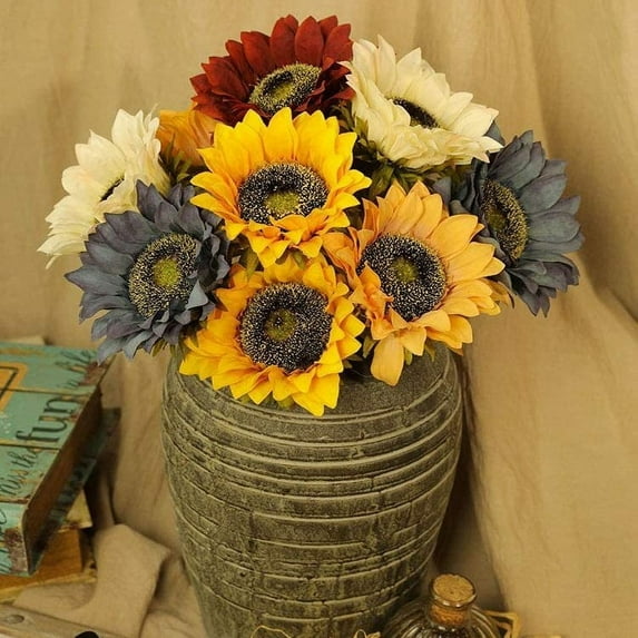 Yoyauz 1 Pcs 18inch Artificial Sunflower with Stems,Realistic Faux Sun Flowers Fake Silk Sunflowers Bouquet,for Arrangement Centerpieces Home Decor