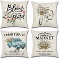 thumbnail image 1 of Yoyauz 18'' x 18'' Spring Floral Throw Pillow Cover - 'Hello Spring' Rustic Botanical Floral Pillowcase, Farmhouse Country Summer Decorative Cushion Case for Couch, Sofa, Home, Outdoor, 1 of 5