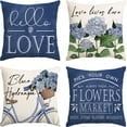 thumbnail image 1 of Yoyauz 18'' x 18'' Spring Floral Throw Pillow Cover - 'Hello Spring' Rustic Botanical Floral Pillowcase, Farmhouse Country Summer Decorative Cushion Case for Couch, Sofa, Home, Outdoor, 1 of 5