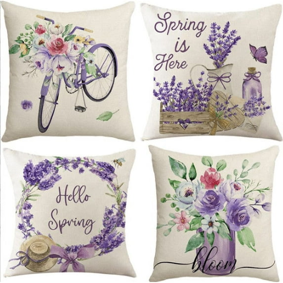 Yoyauz 18'' x 18'' Spring Floral Throw Pillow Cover - 'Hello Spring' Rustic Botanical Floral Pillowcase, Farmhouse Country Summer Decorative Cushion Case for Couch, Sofa, Home, Outdoor