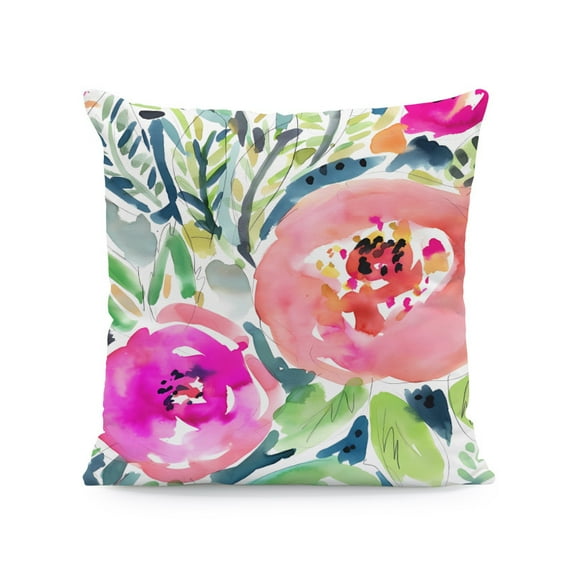 Yoyauz 18x18 Watercolor flowers and leaves and butterflies farmhouse decoration summer and spring ornament pillowcase