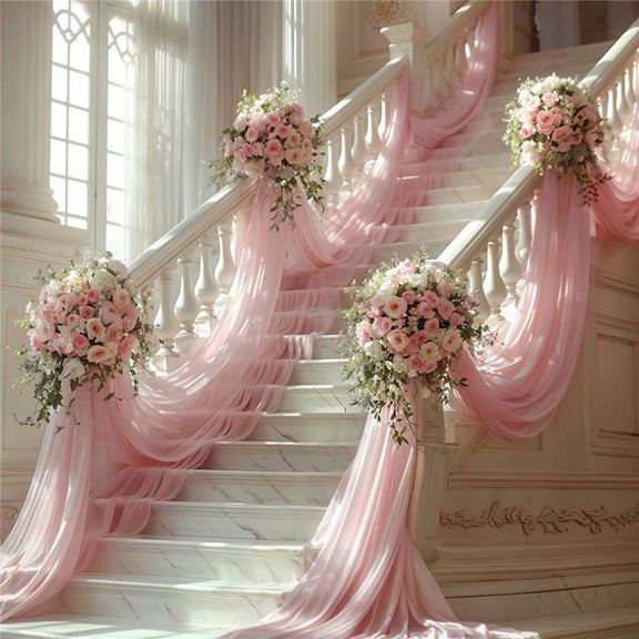 Yoyauz 1PCS Chiffon Background Curtains, 2.6×19FT Wrinkle-Free Transparent Sheer Fabric Drapes, Multi-Color Multi-Size Available, Perfect for Wedding, Birthday Party, Baby Shower & Stage Decoration