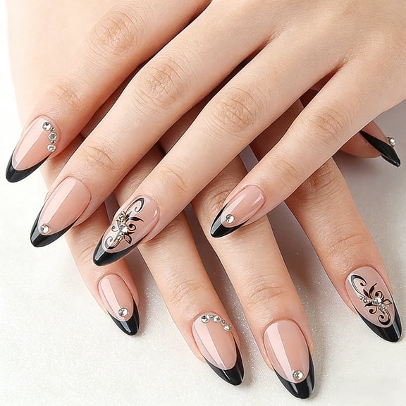 Yoyauz 24 Pieces Of Colorful Pressed Nails, Complete Set Of Almond Short Square Spring And Summer Fake Nails With Floral Patterns, Reusable For Women To Stick On Nails