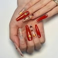 thumbnail image 1 of Yoyauz 24PCS Thanksgiving Sparkling Medium Rectangular Fake Nails with Maple Leaf Design Orange Yellow Nails Autumn Acrylic Nails Winter Women's Nails, 1 of 6