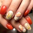 thumbnail image 1 of Yoyauz 24PCS Thanksgiving Square Fake Nails with Sparkling Maple Leaf Design Orange Black Nails Autumn Acrylic Nails Winter Women's Nails, 1 of 7