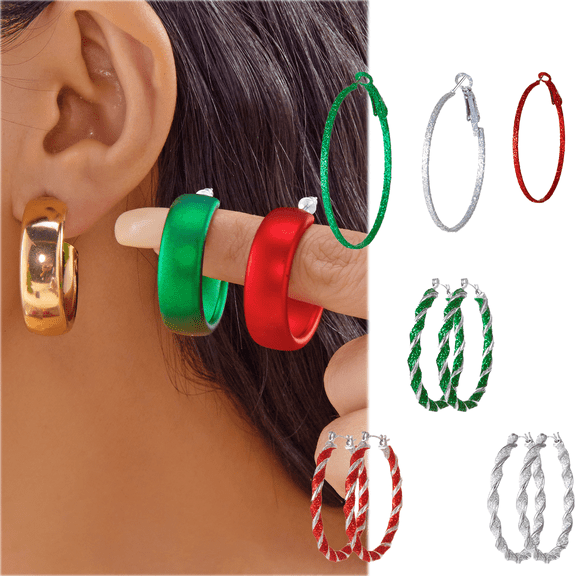 Yoyauz 3 Pairs Christmas Earrings For Ladies Christmas Trees Snowflakes Bows Bells Lightweight Earrings Cute Christmas Parties Jewelry Gifts