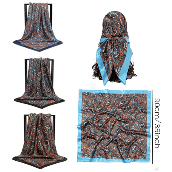 Yoyauz 35" Large Square Satin Head Scarf - Silk Hair Scarf Square Hair Bandanas Large Scarf Sleeping Head Wraps for Women
