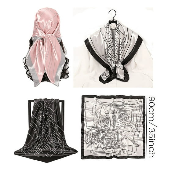 Yoyauz 35" Large Square Satin Head Scarf - Silk Hair Scarf Square Hair Bandanas Large Scarf Sleeping Head Wraps for Women