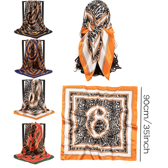 Yoyauz 35" Large Square Satin Head Scarf - Silk Hair Scarf Square Hair Bandanas Large Scarf Sleeping Head Wraps for Women