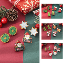 Yoyauz 3PCS Christmas Earrings For Ladies Christmas Trees Snowflakes Bows Bells Lightweight Earrings Cute Christmas Parties Jewelry Gifts