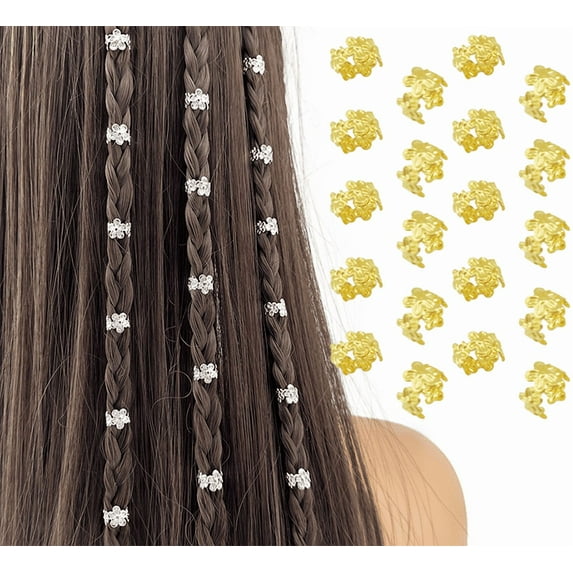 Yoyauz 40PCS Accessories For Braiding, Women'S Braids, Metal Gold Rings Cuff Clips For Braids Accessories Braids For Decoration Of Braided Jewelry