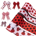 thumbnail image 1 of Yoyauz 5 Yard Summer Ribbon Polka Dot Fabric Ribbon Vertical Stripe Craft Ribbon Decoration Ribbon DIY For Packaging, Party Decoration, Bow Hair Accessories, Handmade & Sewing (Ladybug), 1 of 9