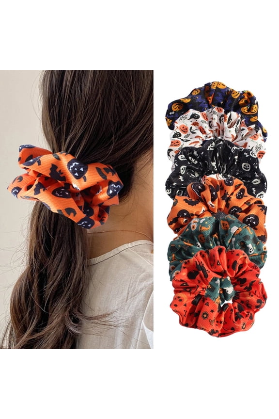 6PCS Halloween Elastic Headbands For Ladies And Girls With Colorful Pumpkin Demon Halloween Hair Accessories