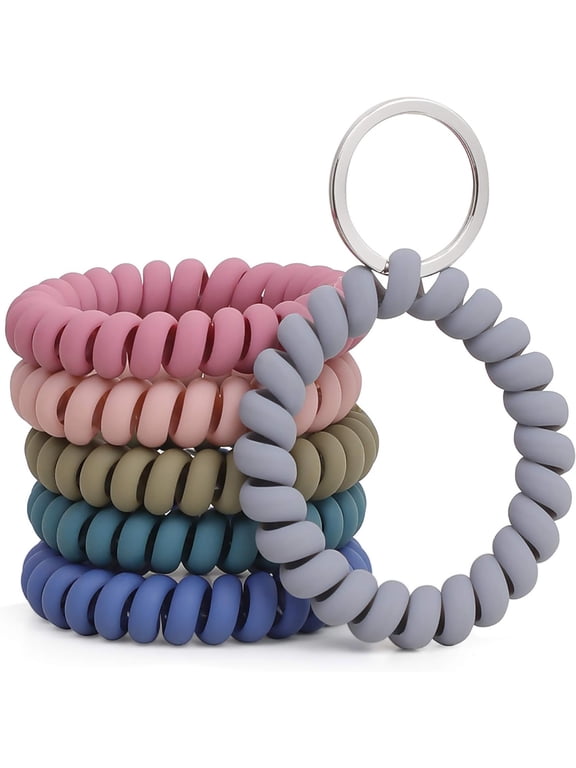 6Pcs Expandable Wristband, Wrist Keychain, Spring, Flexible Spiral Wristband, Wrist Key Clip, Sauna Key Ring, Gym, Pool Id Card, And Outdoor Sports