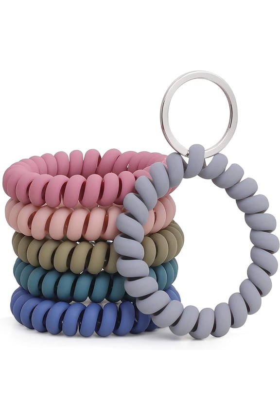 6Pcs Expandable Wristband, Wrist Keychain, Spring, Flexible Spiral Wristband, Wrist Key Clip, Sauna Key Ring, Gym, Pool Id Card, And Outdoor Sports