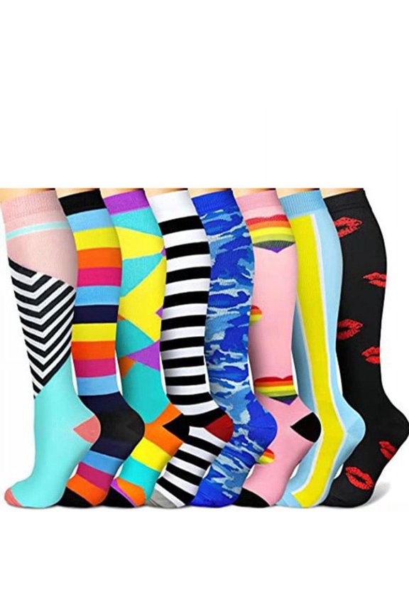 8Pair Men's And Women's Calf Compression Socks Suitable For Medical Running, Travel, And Cycling