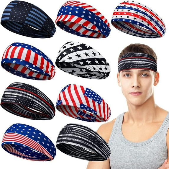 Yoyauz American Flag Independence Day Star Elements Headband Vintage Knot Knot Sweat Sweat Sweat Yoga Running Sports Headband is suitable for travel, parties, festivals