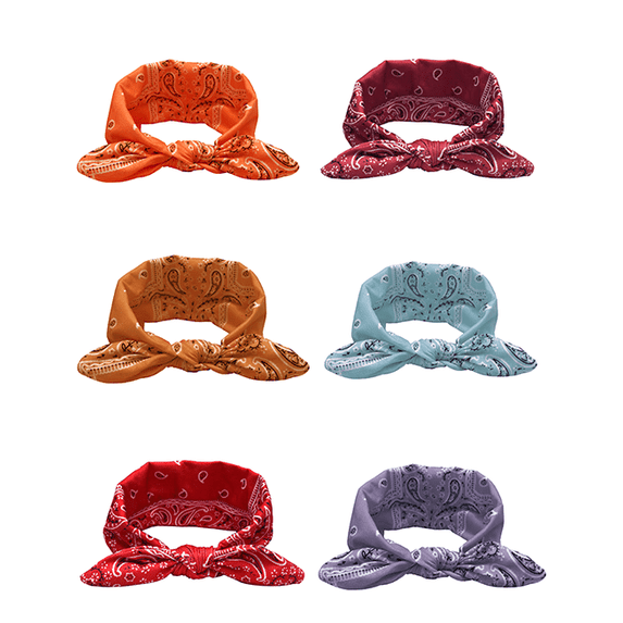 Yoyauz Amoeba Rabbit Ear Headband Stretch Cotton Knotted Cashew Flower Headband Sports Tie Headband