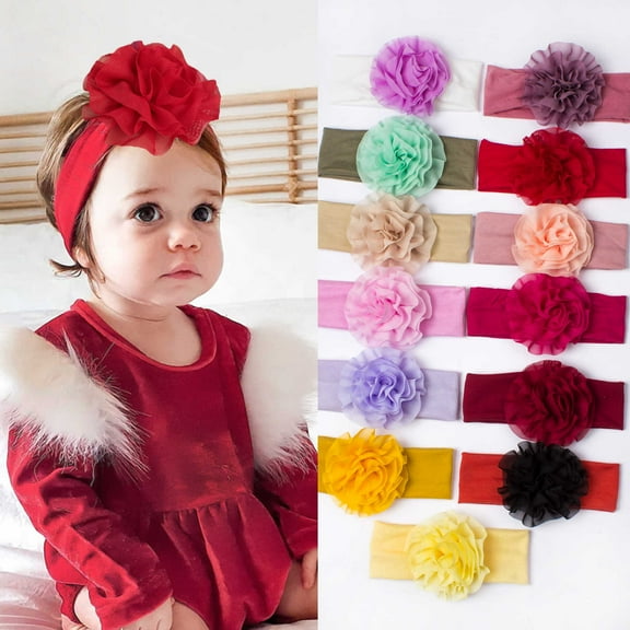 Yoyauz Baby Flower Headband, Nylon Baby Girl Headband Soft Headband Baby Girl Accessory for Newborn Toddlers