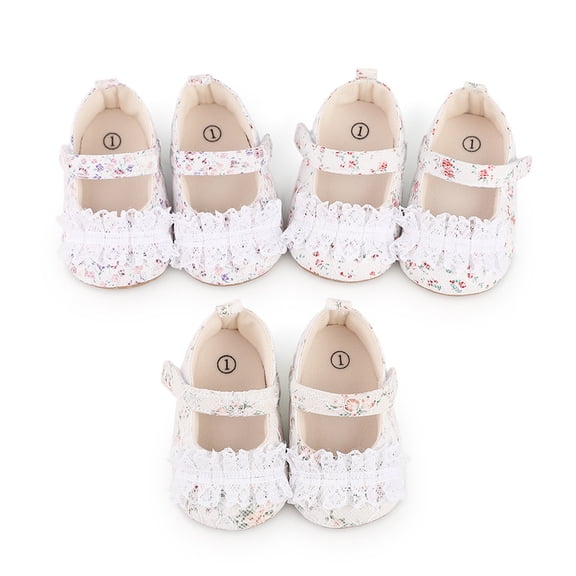 Yoyauz Baby Girl Mary Jane Shoes Anti Slip Rubber Sole Ballet Slippers Princess Dress Wedding Shoes Newborn Kids Shoes Toddler Shoes（0-12 Month）