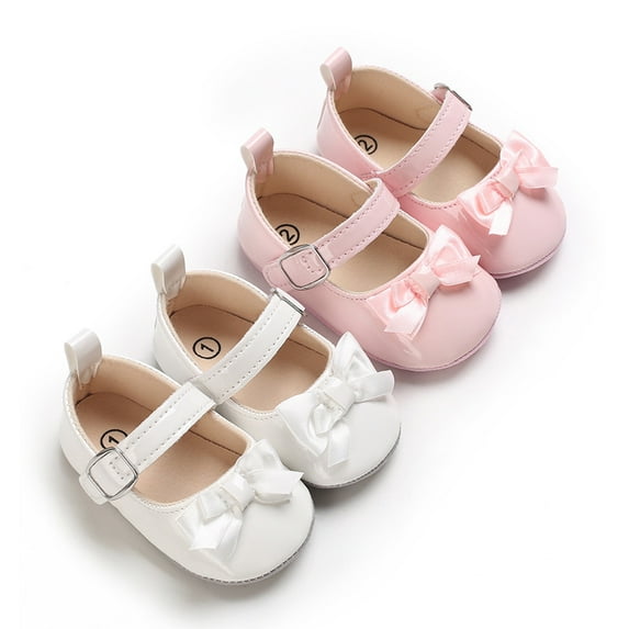 Yoyauz Baby Girl Mary Jane Shoes Anti Slip Rubber Sole Ballet Slippers Princess Dress Wedding Shoes Newborn Kids Shoes Toddler Shoes(0-12 Month)